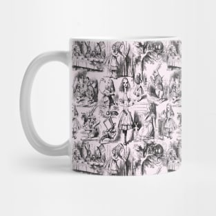 Alice in Wonderland | Toile de Jouy Pattern | Black and Pink | Mug